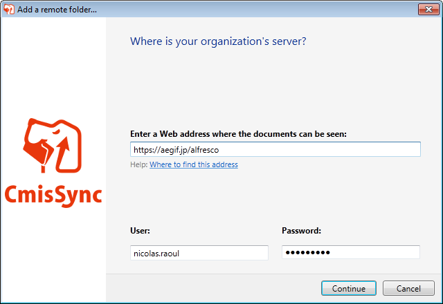 Syncing a CMIS folder